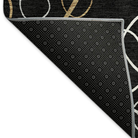 10' X 14' Black Ivory And Brown Geometric Washable Indoor Outdoor Area Rug