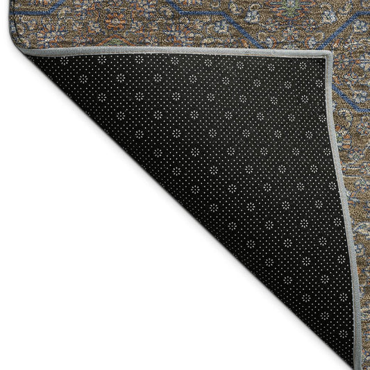 9' X 12' Chocolate Gray And Terra Cotta Oriental Washable Indoor Outdoor Area Rug