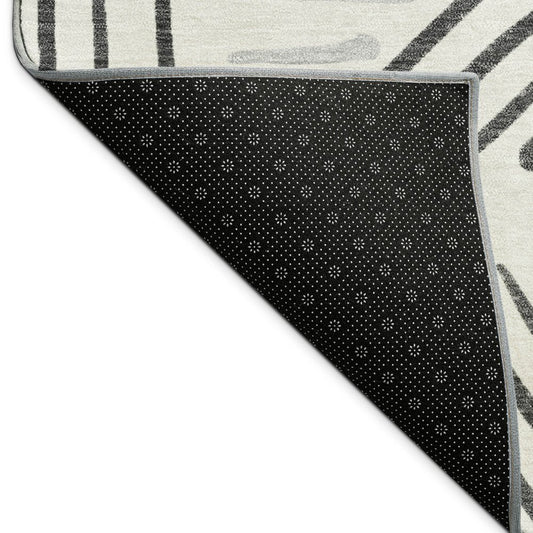 9' X 12' Ivory And Gray Geometric Washable Indoor Outdoor Area Rug