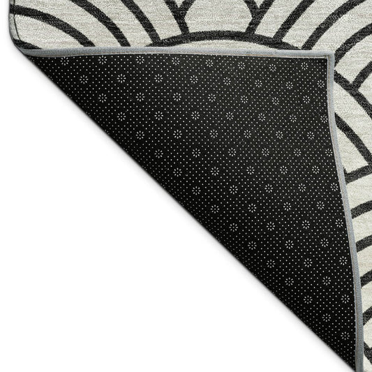 10' X 14' Black Silver And Gray Geometric Washable Indoor Outdoor Area Rug