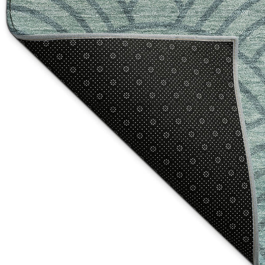 9' X 12' Teal Blue And Orange Geometric Washable Indoor Outdoor Area Rug