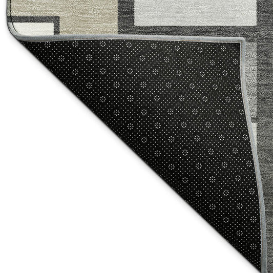10' X 14' Ivory Taupe And Gray Geometric Washable Indoor Outdoor Area Rug