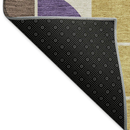 9' X 12' Blue Black Purple And Orange Geometric Washable Indoor Outdoor Area Rug