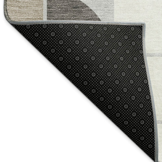 9' X 12' Silver Brown And Gray Geometric Washable Indoor Outdoor Area Rug