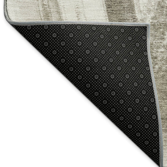 9' X 12' Taupe And Ivory Abstract Washable Indoor Outdoor Area Rug