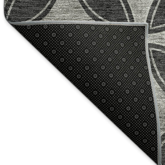 10' X 14' Black And Ivory Geometric Washable Indoor Outdoor Area Rug