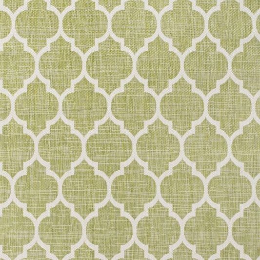 9' X 12' Green And Cream Geometric Indoor Outdoor Area Rug