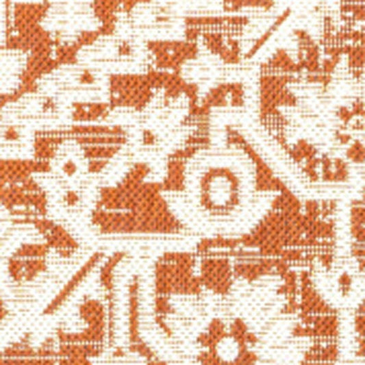 9' X 12' Orange And Cream Medallion Indoor Outdoor Area Rug
