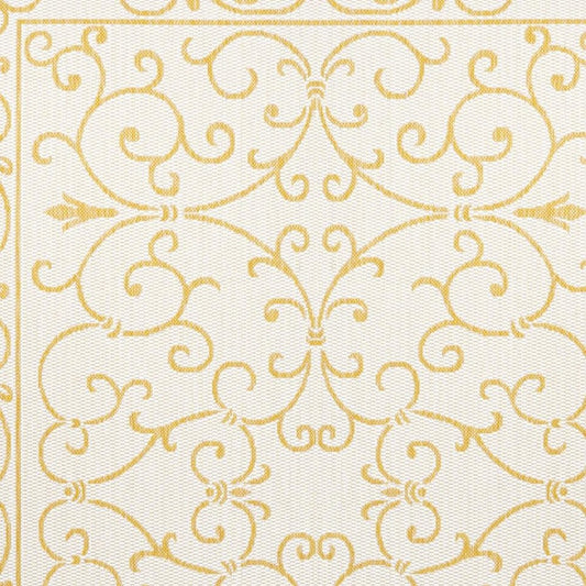 9' X 12' Cream And Yellow Medallion Indoor Outdoor Area Rug