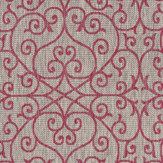 9' X 12' Light Gray And Fuchsia Geometric Indoor Outdoor Area Rug
