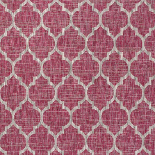 9' X 12' Fuchsia And Light Gray Geometric Indoor Outdoor Area Rug
