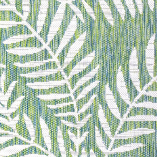 9' X 12' Cream And Green Floral Indoor Outdoor Area Rug