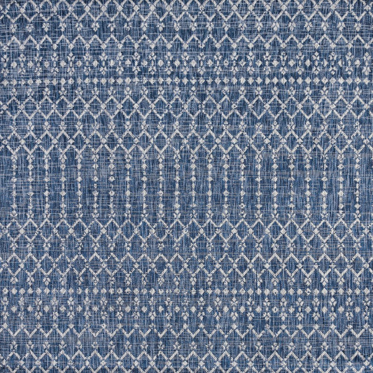 3' Navy Blue And Light Gray Square Trellis Indoor Outdoor Area Rug