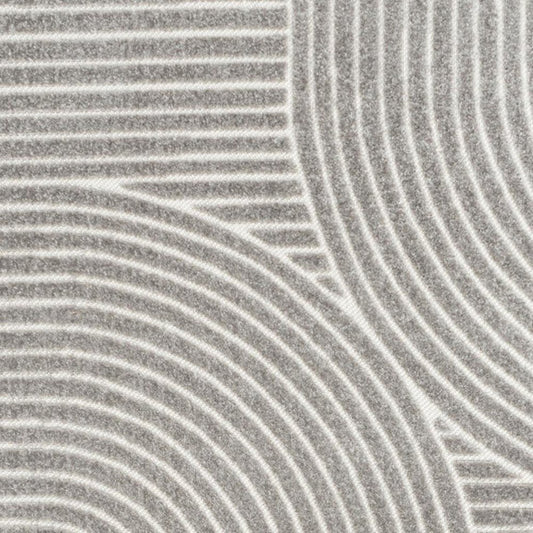 9' X 12' Gray And Ivory Striped Indoor Outdoor Area Rug