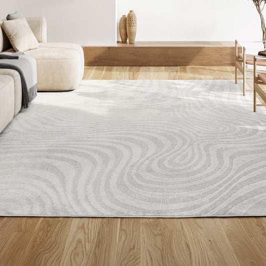 10' X 14' Cream And Ivory Abstract Indoor Outdoor Area Rug