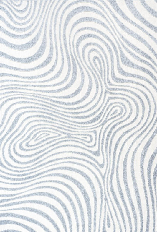 9' X 12' Light Blue And Ivory Abstract Indoor Outdoor Area Rug
