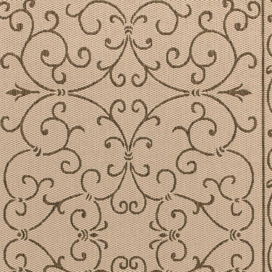 10' X 14' Beige And Brown Medallion Indoor Outdoor Area Rug