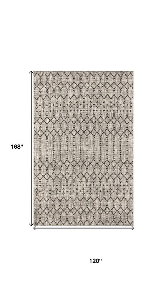 10' X 14' Light Gray And Black Trellis Indoor Outdoor Area Rug