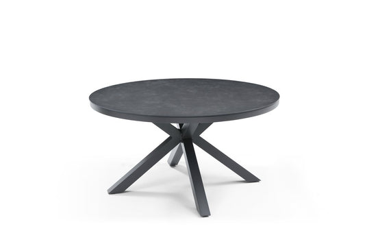 55" Dark Gray Ceramic Glass and Aluminum Round Outdoor Dining Table