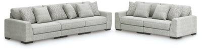 Evee Outdoor & More - Ashley Furniture - Regent Park 3-Piece Sectional Sofa and 2-Piece Sectional Loveseat - 3-Piece Sectional Sofa and 2-Piece Sectional Loveseat / Pewter - 14404U4