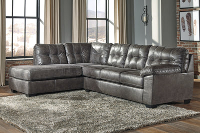 Evee Outdoor & More - Ashley Furniture - Fallston Sectional - RAF 2-Piece Sectional with Chaise / Slate - 17221S1