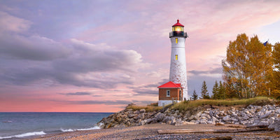 Golden Hour Lighthouse - Autumn Serenity