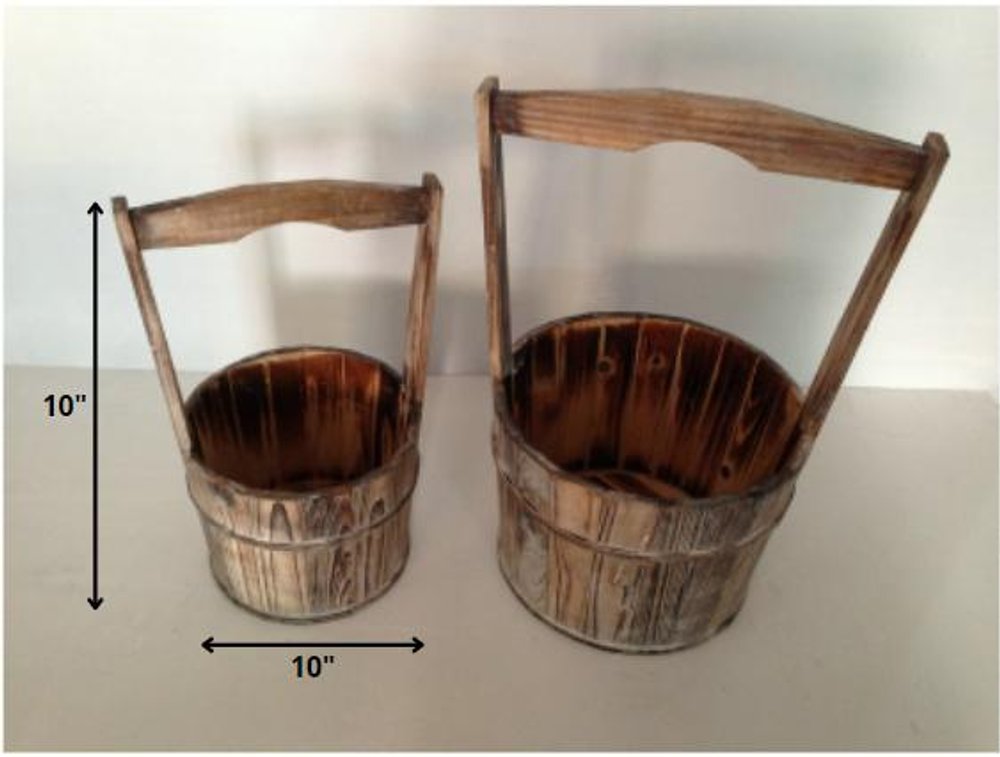 Set of Two Brown Solid Wood Garden Accents Accessories