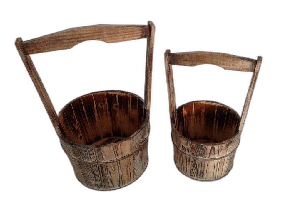 Set of Two Brown Solid Wood Garden Accents Accessories