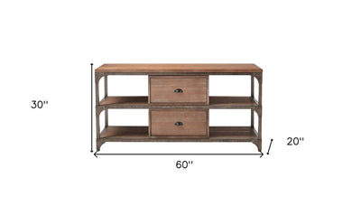 60" Enclosed and Open Storage TV Stand