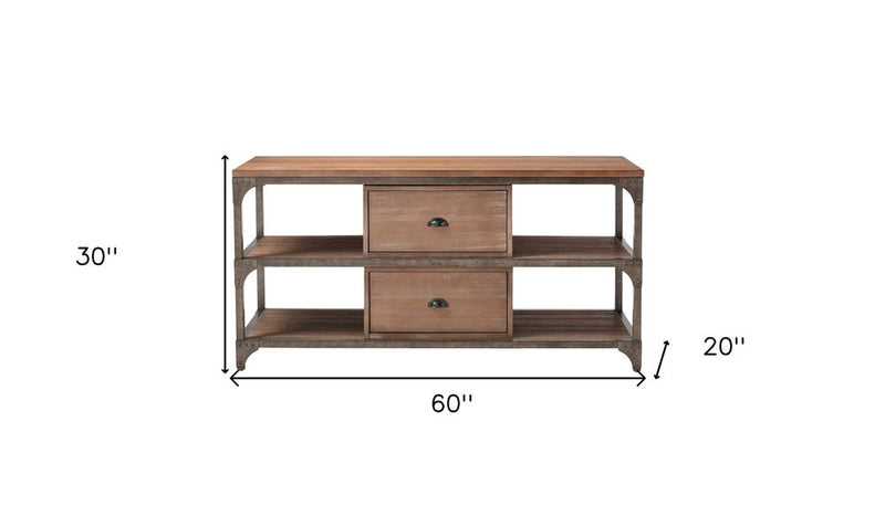 60" Enclosed and Open Storage TV Stand