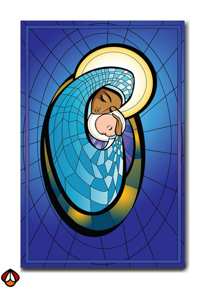 Mother and Child in Grace – Stained Glass Serenity