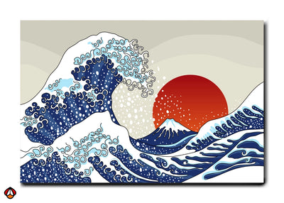 The Crimson Sun Wave - Premium Wall Art