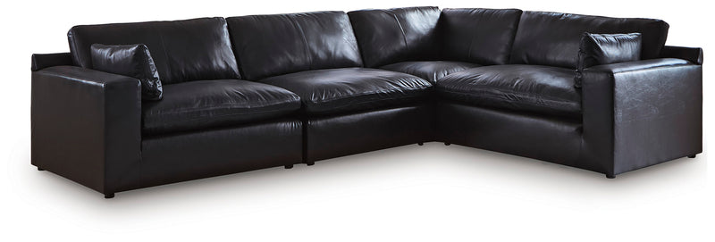 Evee Outdoor & More - Ashley Furniture - Emilia Sectional - RAF 4-Piece Sectional / Black - 30902S3