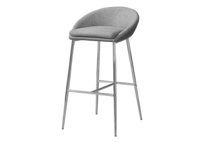 Set of Two 30" Gray and Silver Metal Low Back Bar Chairs