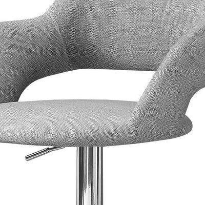 Light Gray and Silver Metal Low Back Bar Chair