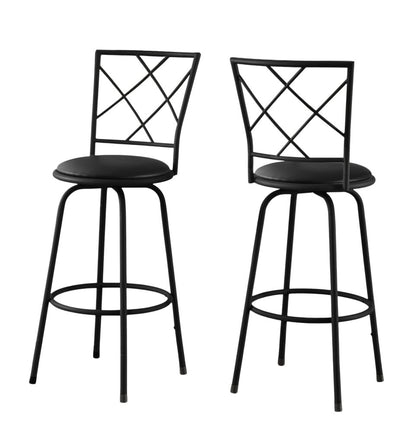 Set of Two 28" Black Metal Bar Chairs