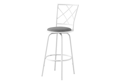 Set of Two 28" Gray and White Metal Bar Chairs
