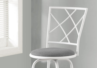 Set of Two 28" Gray and White Metal Bar Chairs