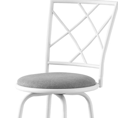 Set of Two 28" Gray and White Metal Bar Chairs