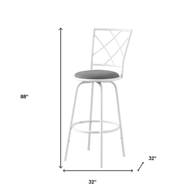 Set of Two 28" Gray and White Metal Bar Chairs