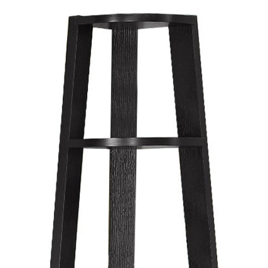 71" Gray Wood Five Tier Corner Bookcase