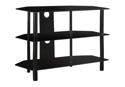 36" Black Metal Open Shelving TV Stand