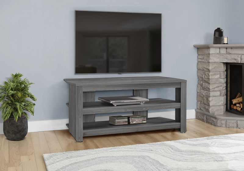 42" Ash Gray Open Shelving TV Stand