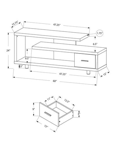 60" White Open Shelving TV Stand