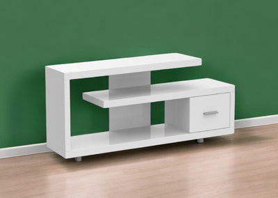 60" White Open Shelving TV Stand