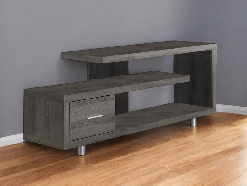 60" White Open Shelving TV Stand