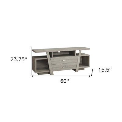 60" Deep Taupe Open Shelving TV Stand
