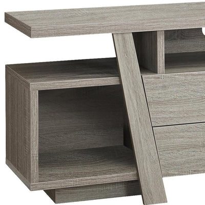 60" Deep Taupe Open Shelving TV Stand
