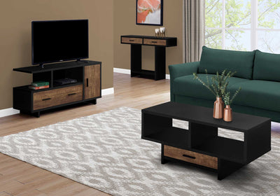 16" Brown and Black Cabinet Enclosed Storage TV Stand