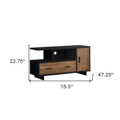 16" Brown and Black Cabinet Enclosed Storage TV Stand